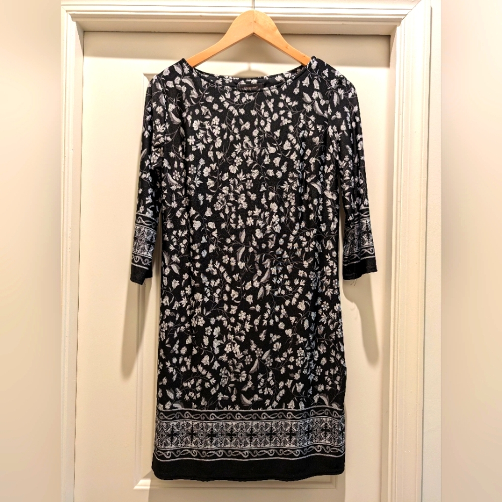 Primark black and white floral shift dress US 8/UK 12